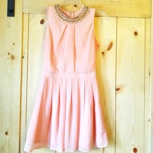 A'gaci Jeweled Neckline A-line Dress